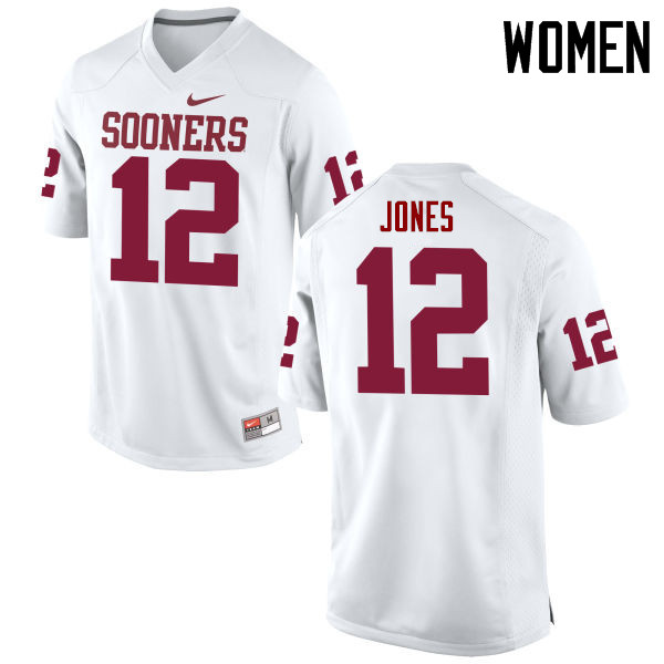 Women Oklahoma Sooners #12 Landry Jones College Football Jerseys Game-White - Click Image to Close